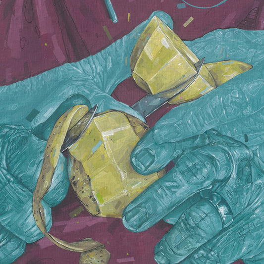 Peeling potatoes poster