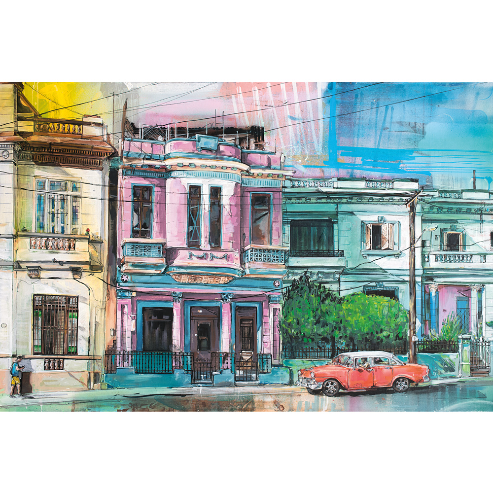 Havana, Cuba schilderij (150x100cm) Jos Hoppenbrouwers art