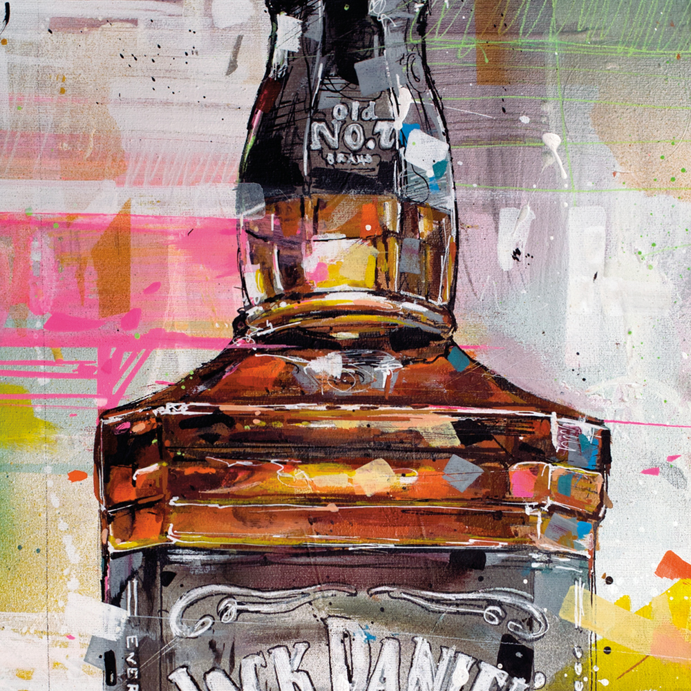 Toile - Bouteilles de Jack Daniels - Peinture sur toile 40x30cm (Décoration  murale sur