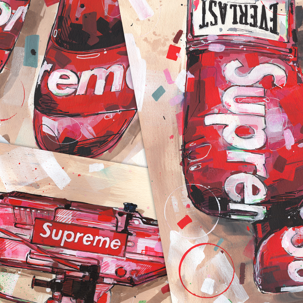 Supreme Everlast print (50x70cm) red gloves