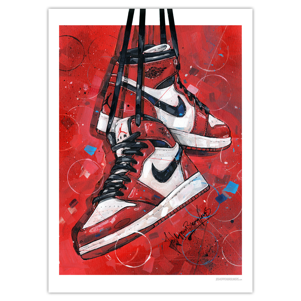 Nike air jordan 1 retro og gs Chicago affiche (50x70cm) – Jos  Hoppenbrouwers art