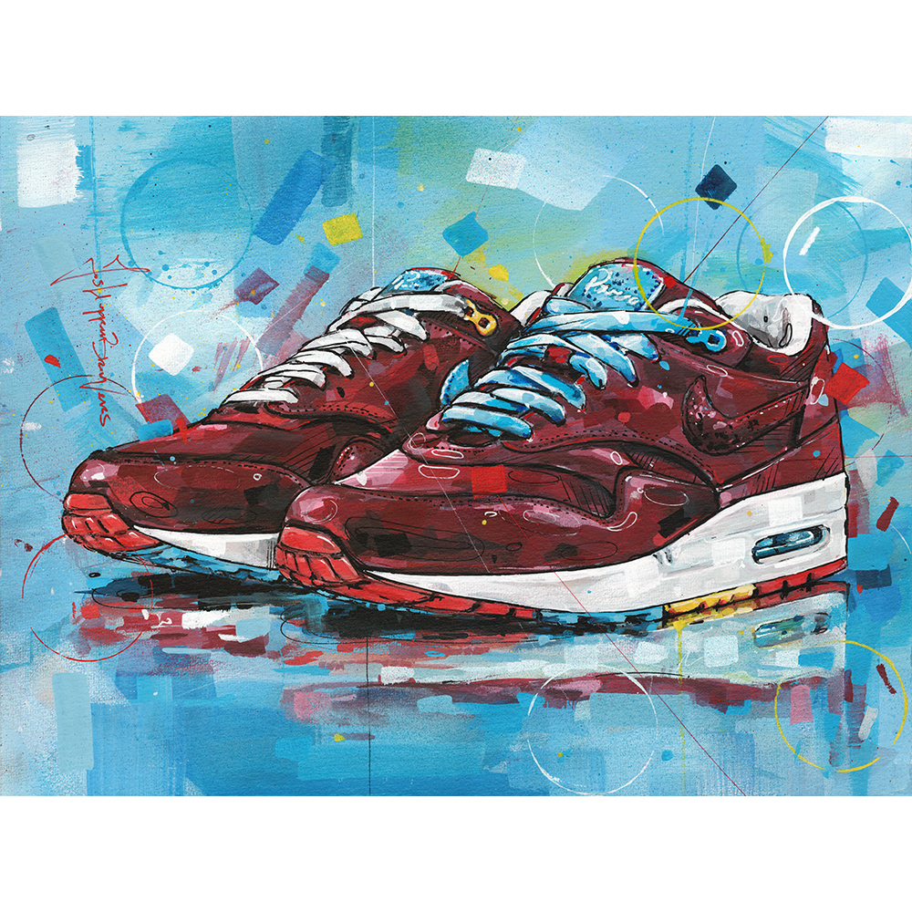 yeso software Oblicuo Pintura de Nike Air Max 1 Patta x Parra Cherrywood (40x30cm) – Jos  Hoppenbrouwers art