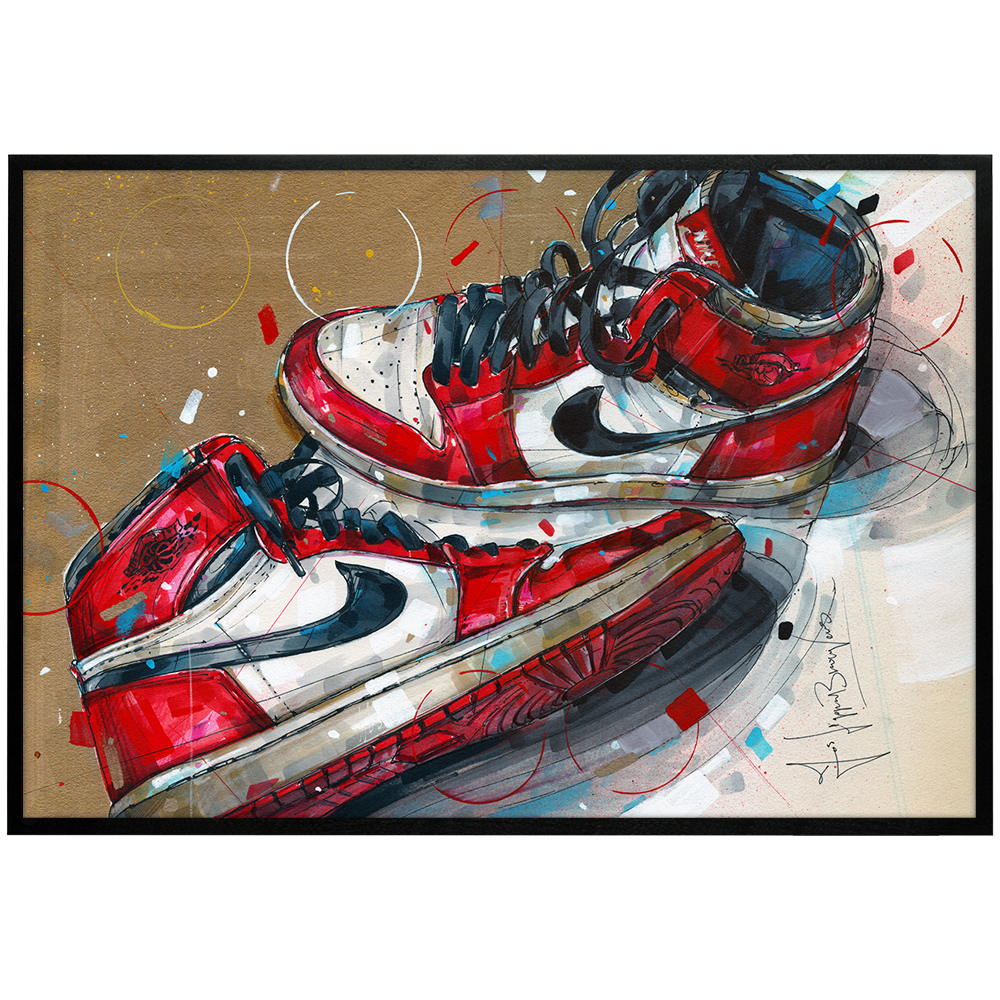 Nike air Jordan 1 Chicago 1985 painting (42x28cm) sold – Jos ...