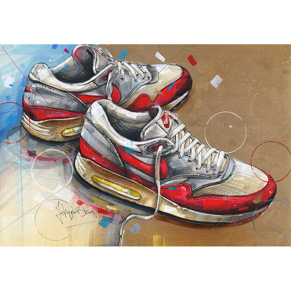 Pintura de Nike air max 1 (42x28cm) – Jos Hoppenbrouwers art
