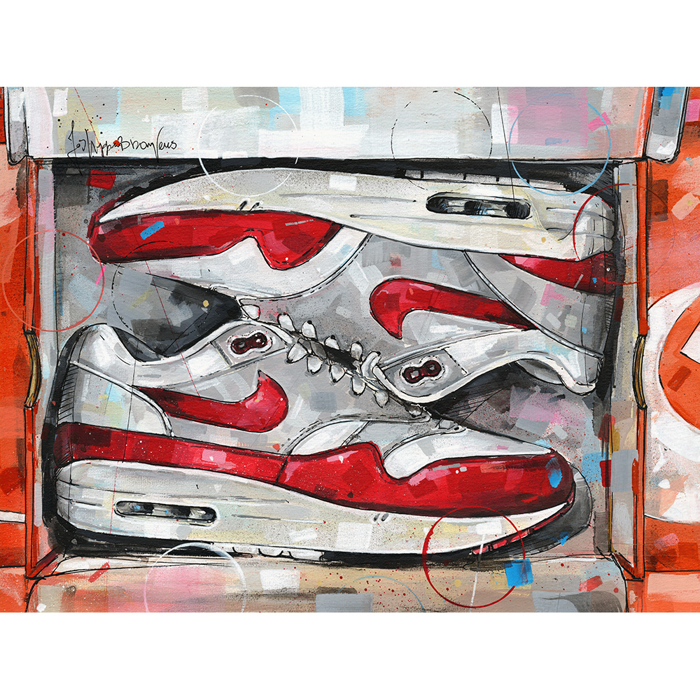 Nike air max 1 anniversary OG red 'Shoebox' painting (40x30cm