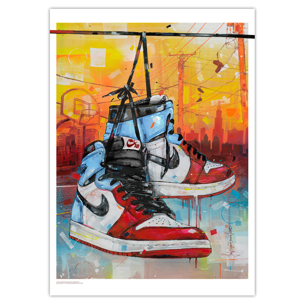 Nike air Jordan 1 High fearless ‘unc Chicago’ Bilder (50x70cm)