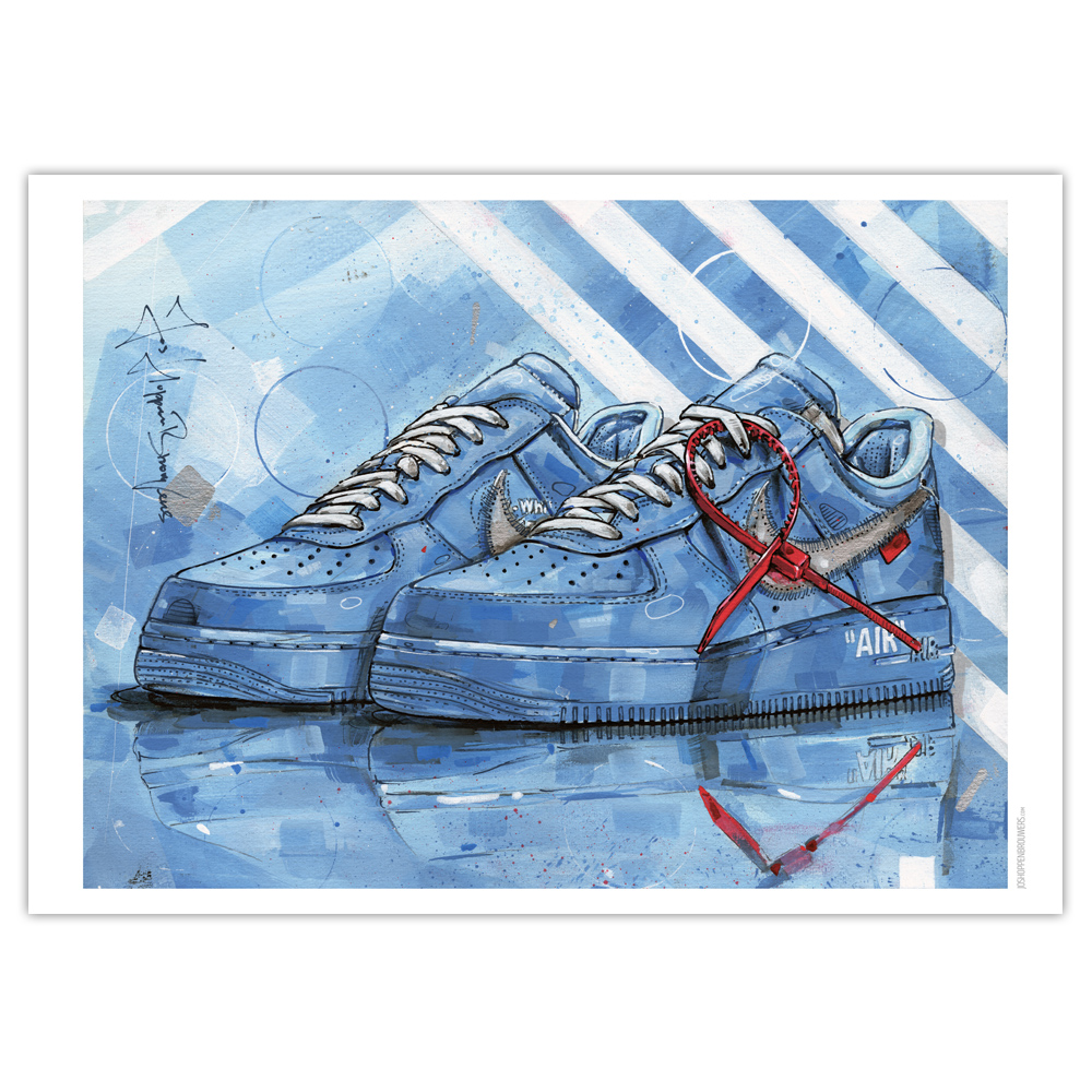 Lágrima crisantemo Monótono Nike Air Force 1 Off-White Blue póster (70x50cm) – Jos Hoppenbrouwers art