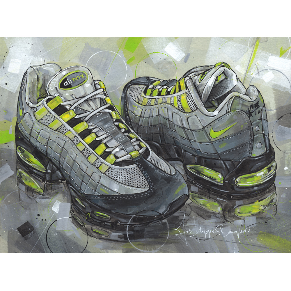Nike air max 95 og neon painting (40x30cm) – Jos Hoppenbrouwers art