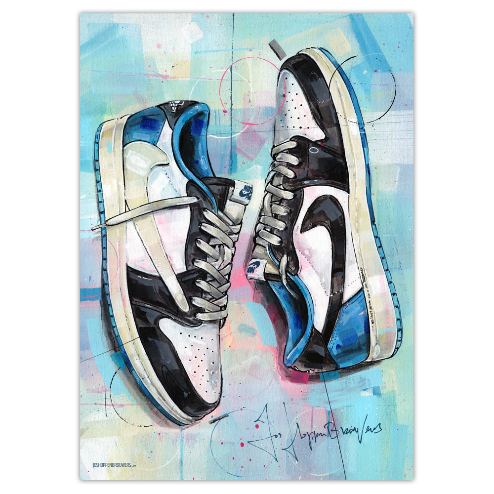 Nike air Jordan 1 low Travis Scott Fragment Plakat (70x50cm)