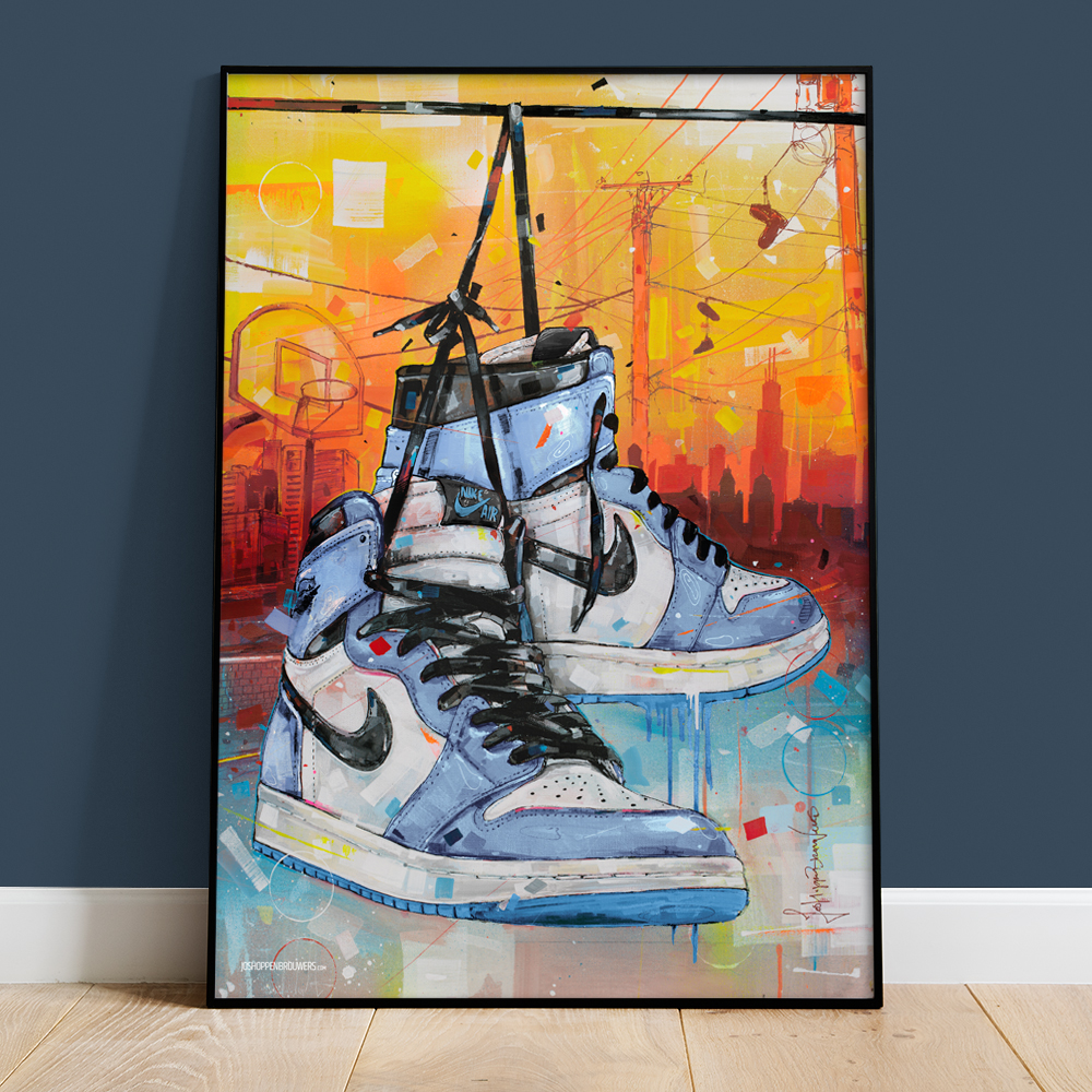 Nike air Jordan 1 university blue poster (50x70cm) – Jos Hoppenbrouwers art